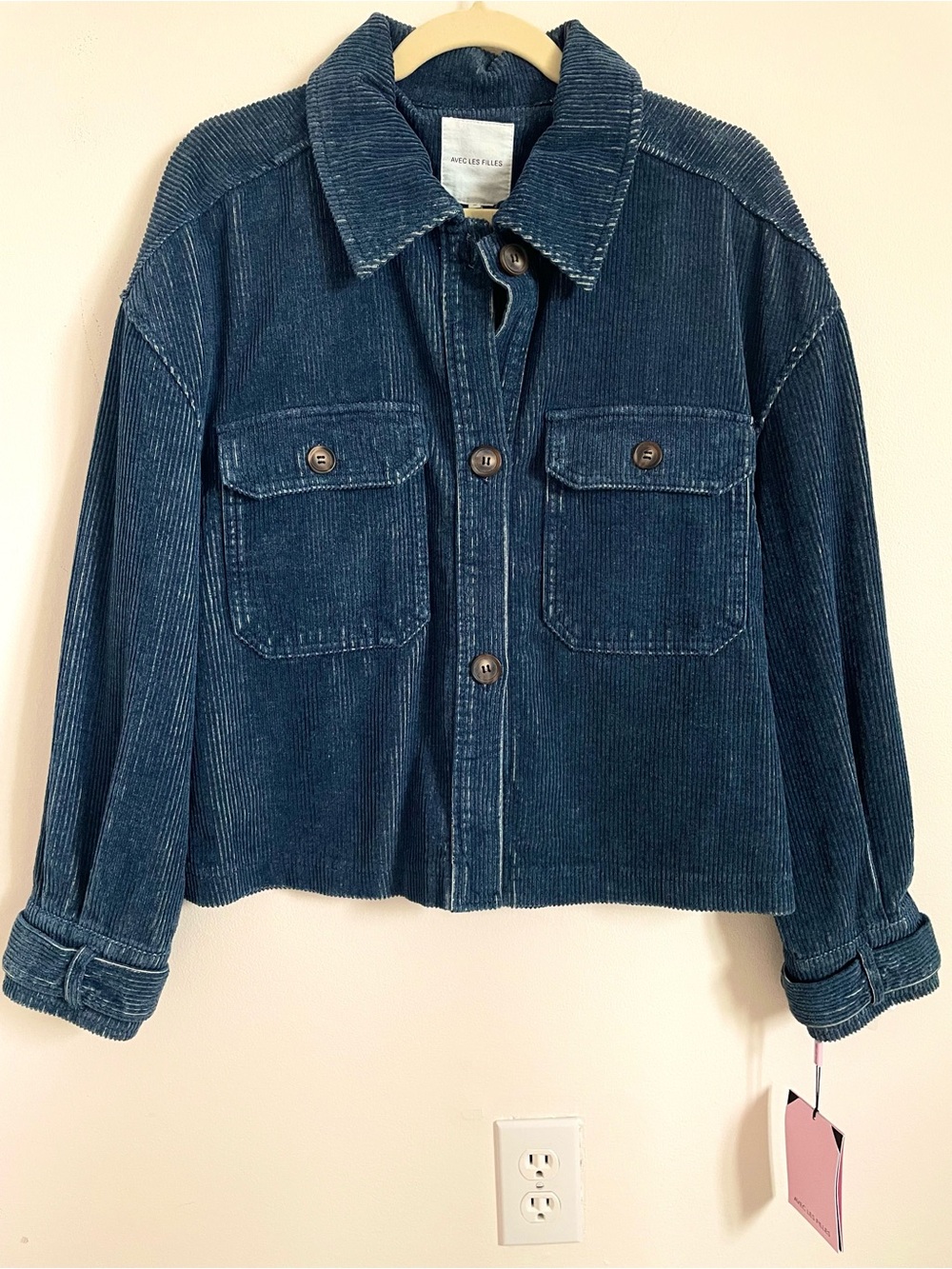 Avec Les Filles Relaxed Corduroy Shacket In Blue Size M NWT